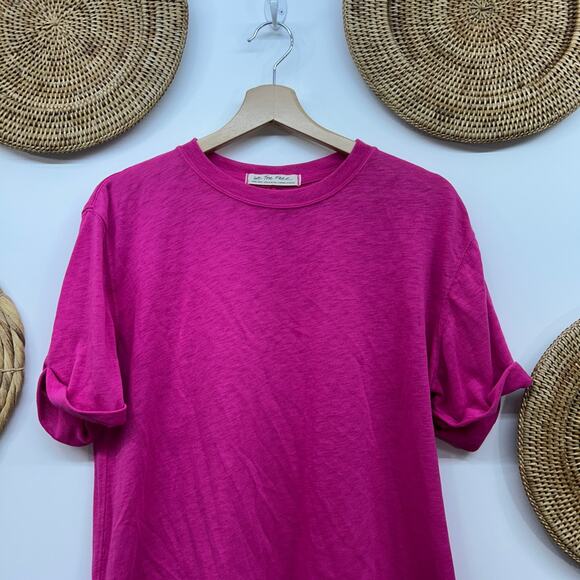 Free People Pink Cotton Blend Oversized Short Sleeve Tee T-Shirt XS Lightweight - Picture 3 of 7